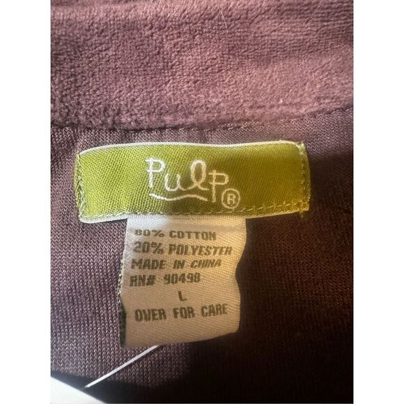 Pulp long sleeve button down velour coffee bean chest pocket shirt L - Picture 7 of 7